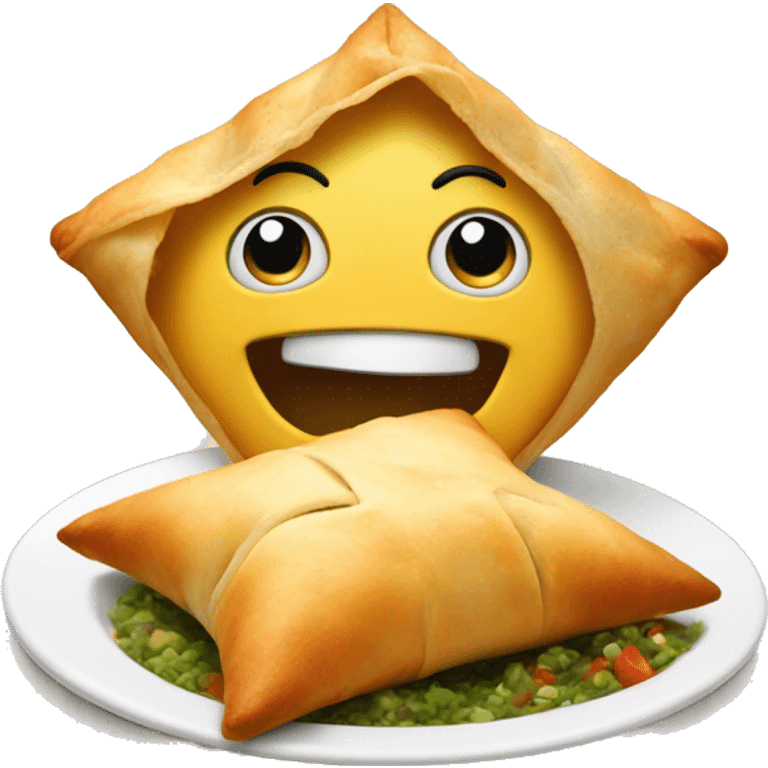 Happy face eating samosa emoji