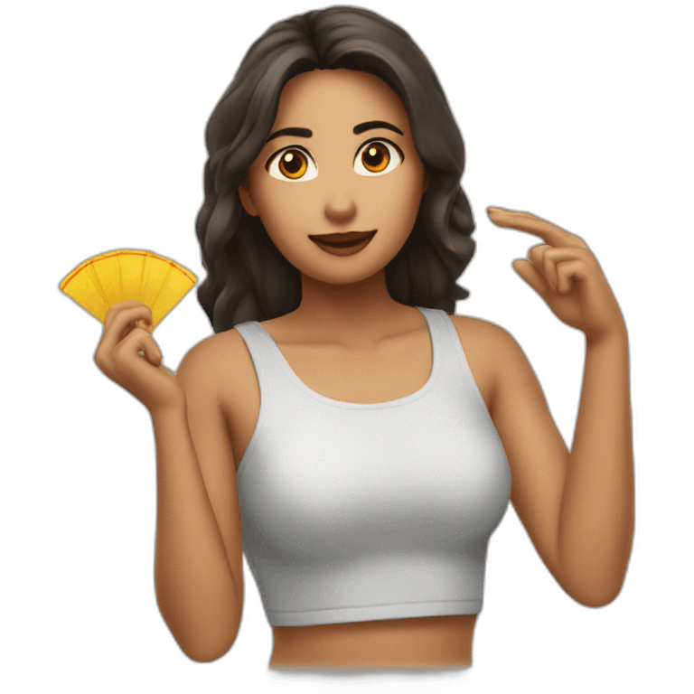 chica con abanico en la mano emoji