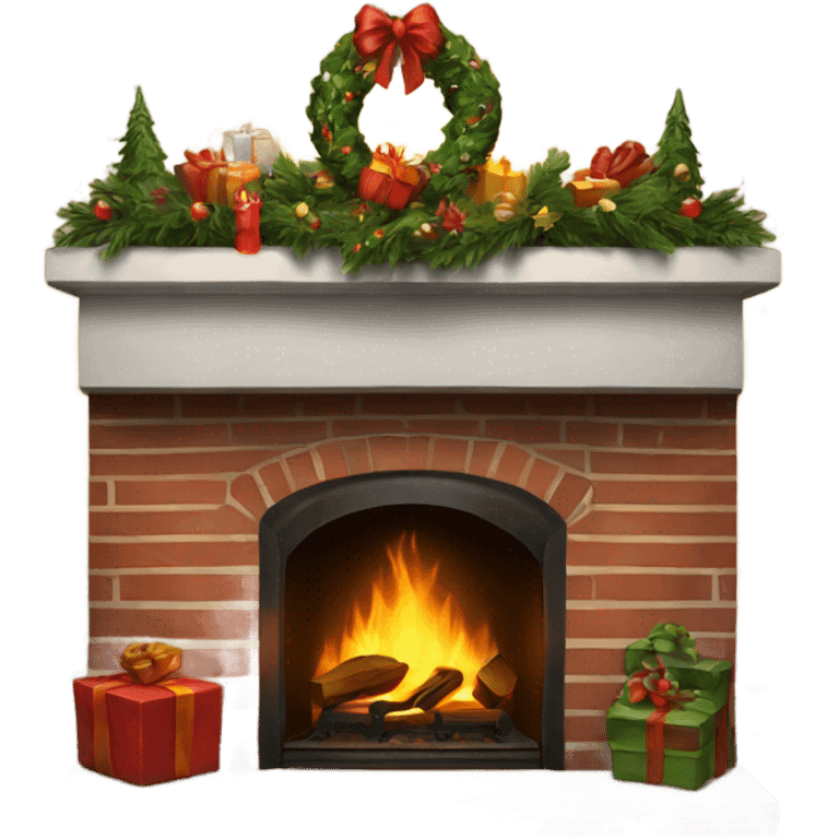 Realistic Christmas fireplace emoji