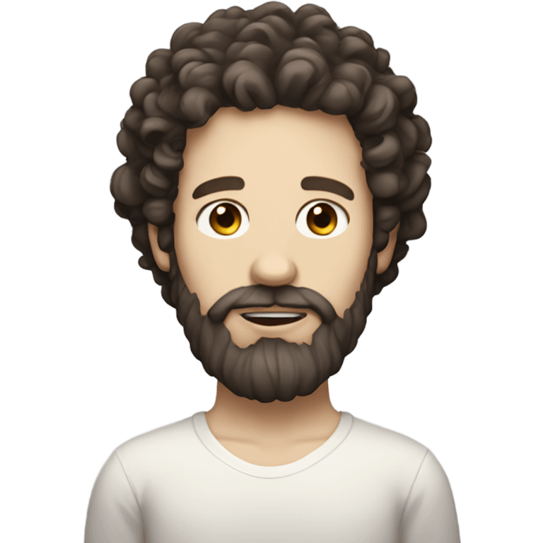 pale man with curly dark brown hair and beard emoji