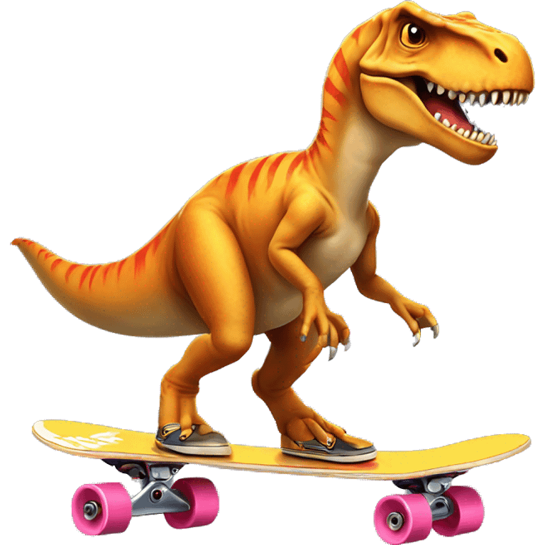 T-Rex riding a skateboarding  emoji