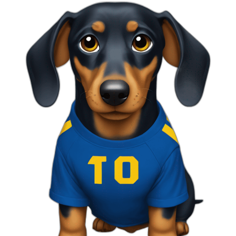 dachshund with Boca Juniors t-shirt emoji