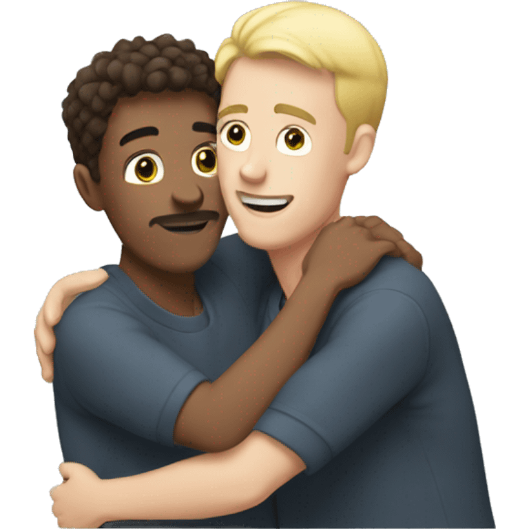 Two white males hugging each other emoji