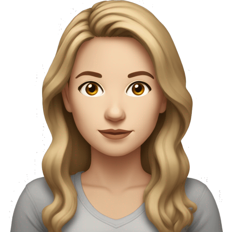 headshot, white woman tanktop, light brown eyes, mid-length light brown hair emoji