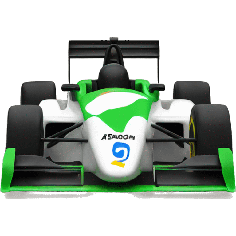 Formula race car with CashApp colors and logo emoji