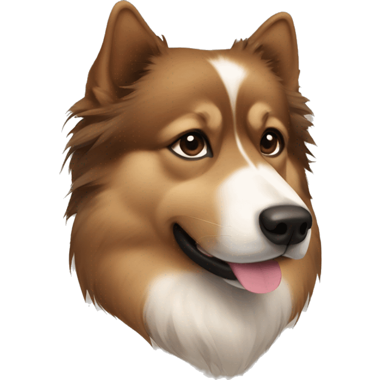 Finnish Lapphund brown. His nose and face is dark brown and full of black spots emoji