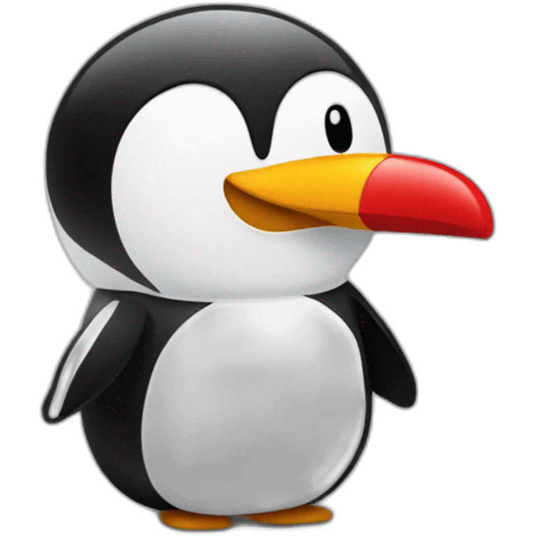 Pingouin with the color black,white and red with air conditioner  emoji