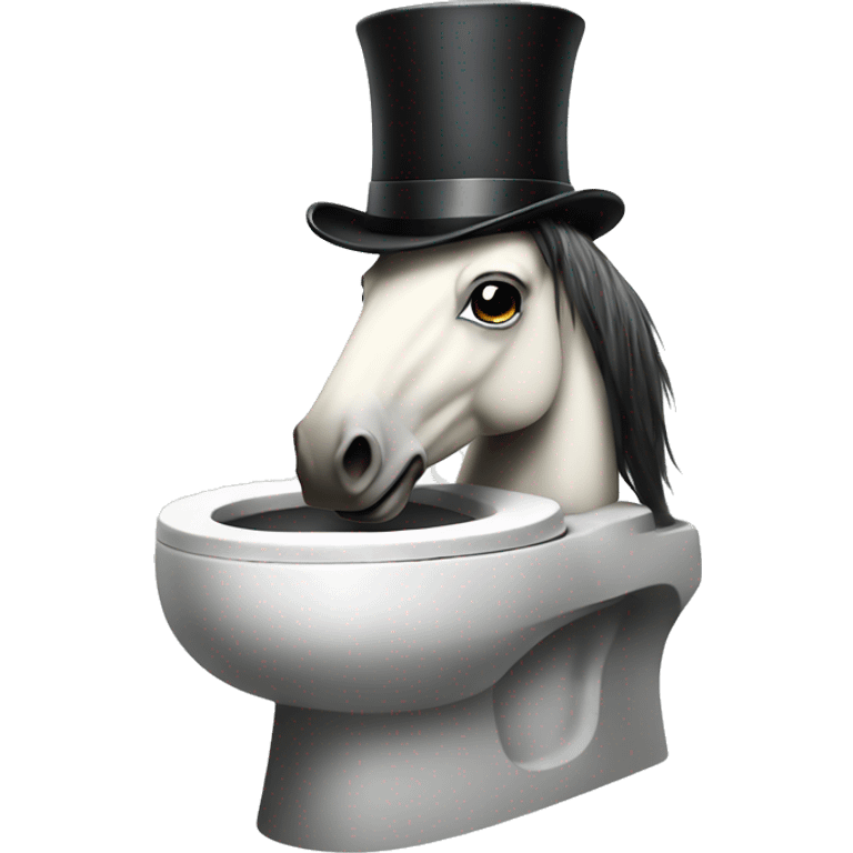 Horse with a top hat sitting on a toilet  emoji