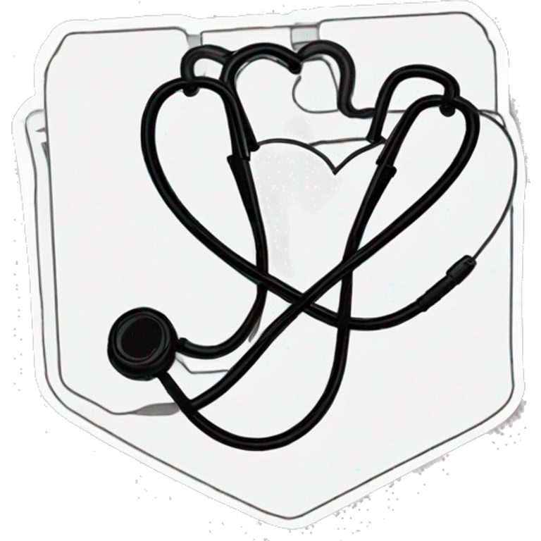 Heart shaped stethoscope black line painting stickers  emoji