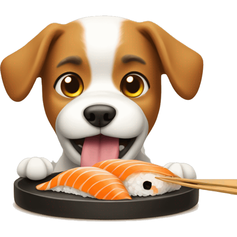 Dog eating sushi emoji