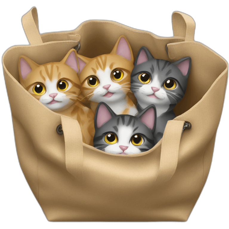 5 cats in bag emoji