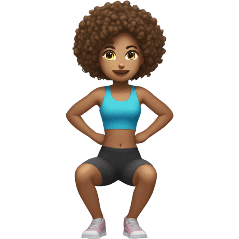 Curly girl doing squats  emoji