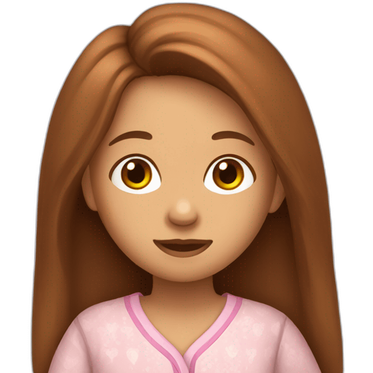 a girl with brown long hair in pijamas emoji