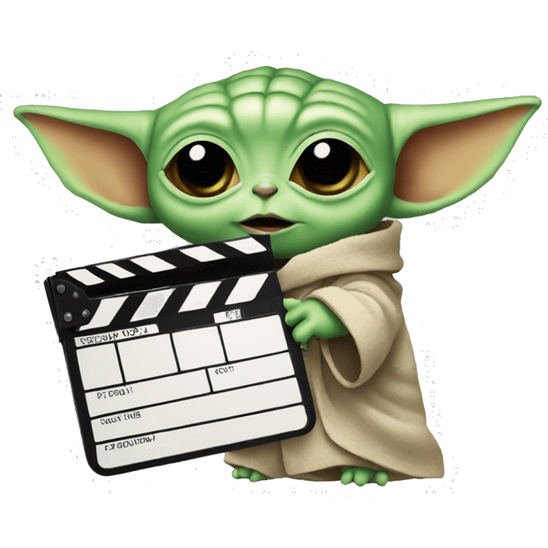 baby yoda holding a clapperboard emoji