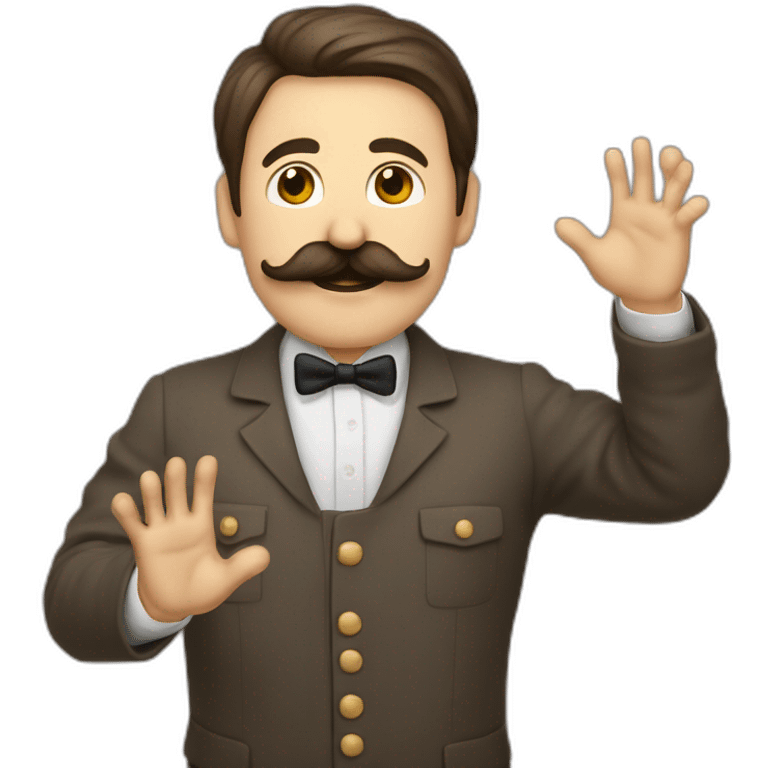 Homme à moustache faisant un salut de la main emoji