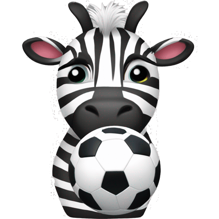 Cute zebra with a soccer ball emoji