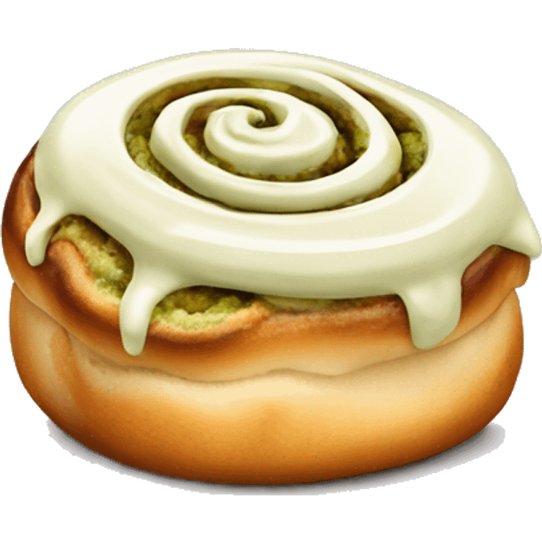 Cinnamon Roll with pistachio cream on top  emoji