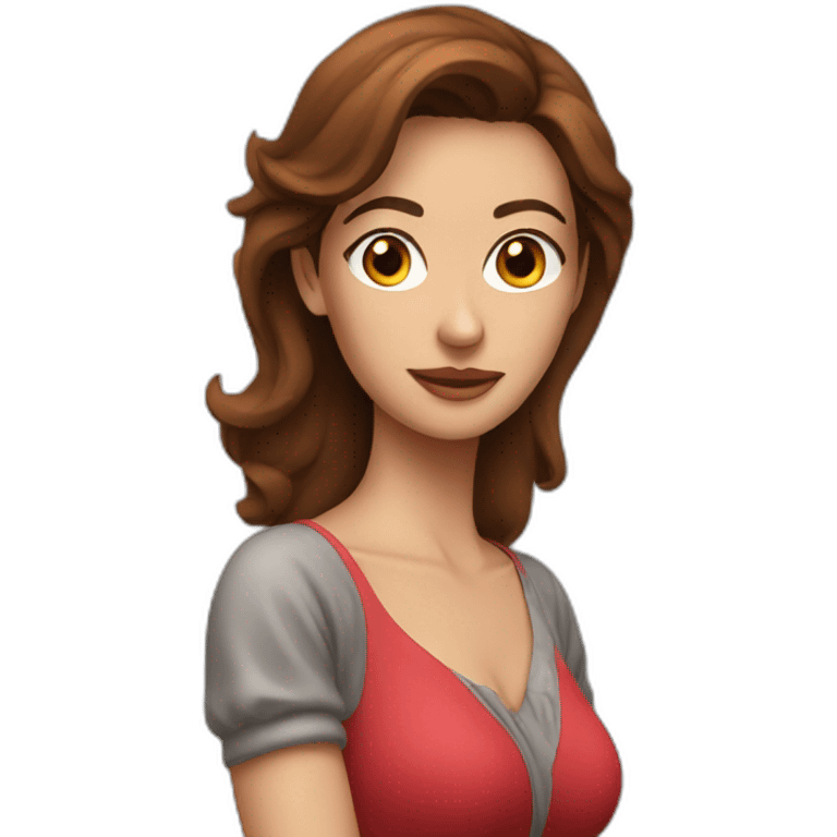 Woman with brown hair wearing a red bra emoji