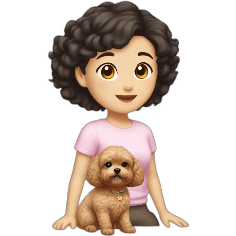 girl asian dark hair with golden maltipoo emoji