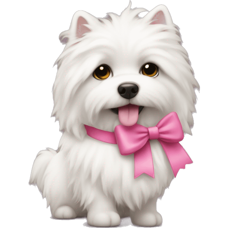 White fluffy dog with a pink bow in  emoji