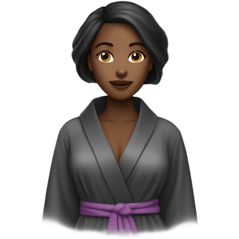 Beautiful feminine black woman with straight hair and a robe emoji