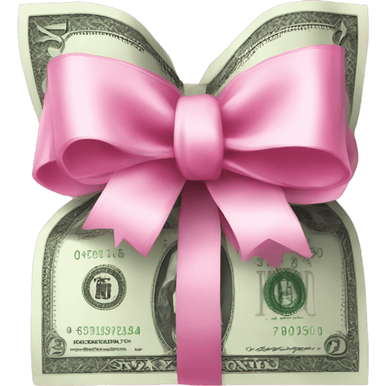 Money wrapped in a pink bow emoji