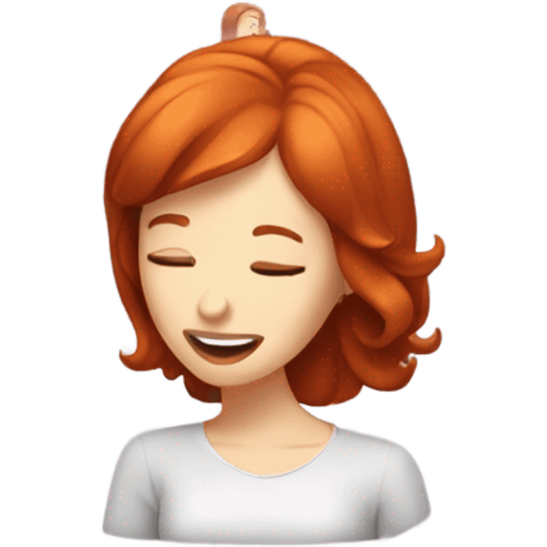 Redhead woman reading and dancing, bobbed hair emoji