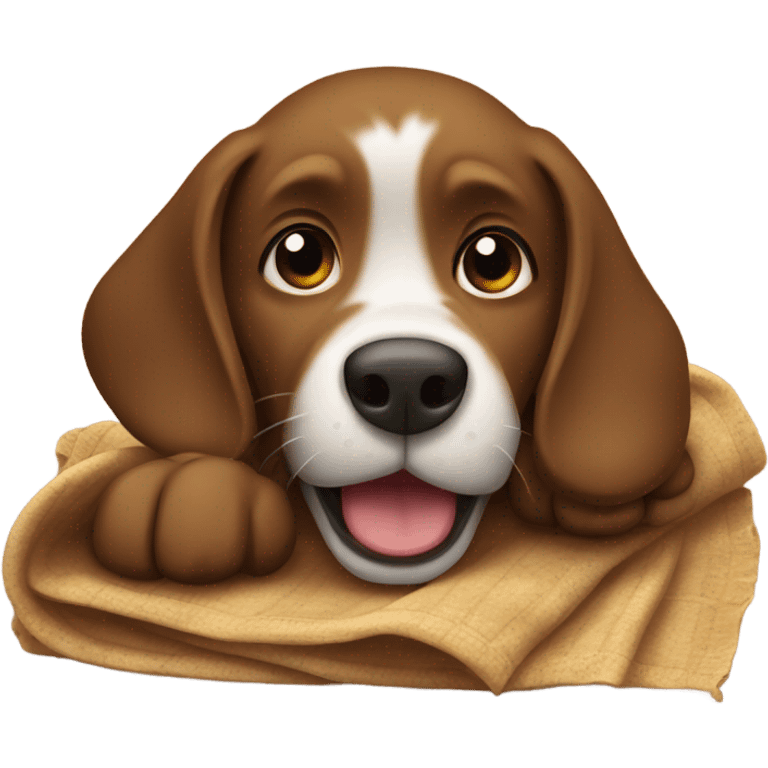 Brown dog eating a blanket  emoji