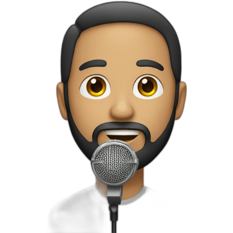 A man with a beard and a microphone emoji