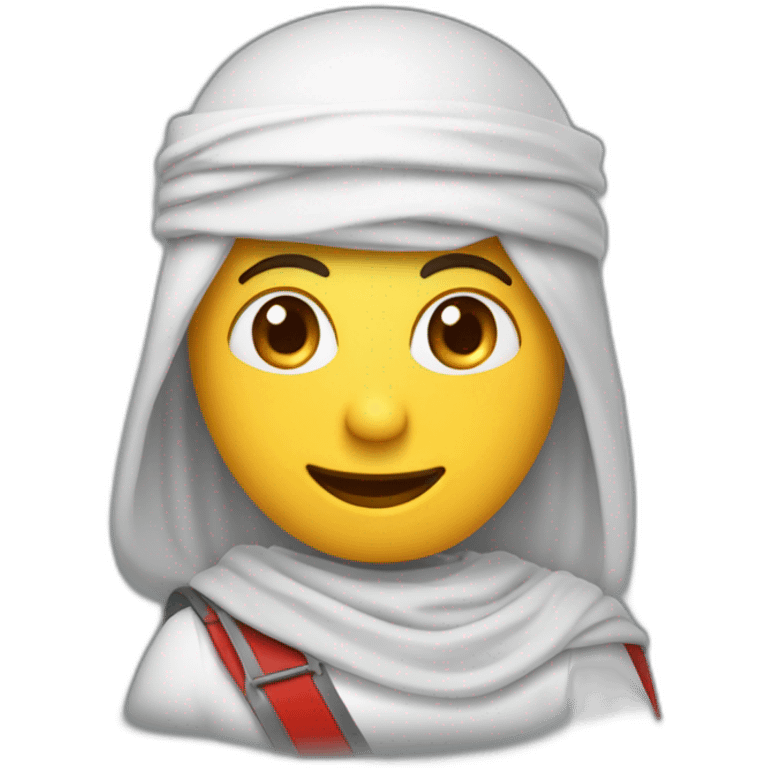 Un arabe souriant avec une ceinture avec des tubes rouges  emoji