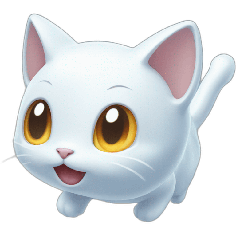 Cute cartoon ghost cat like pokemon li floating in the air emoji