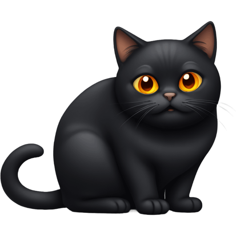 Fat black cat with orange eyes emoji