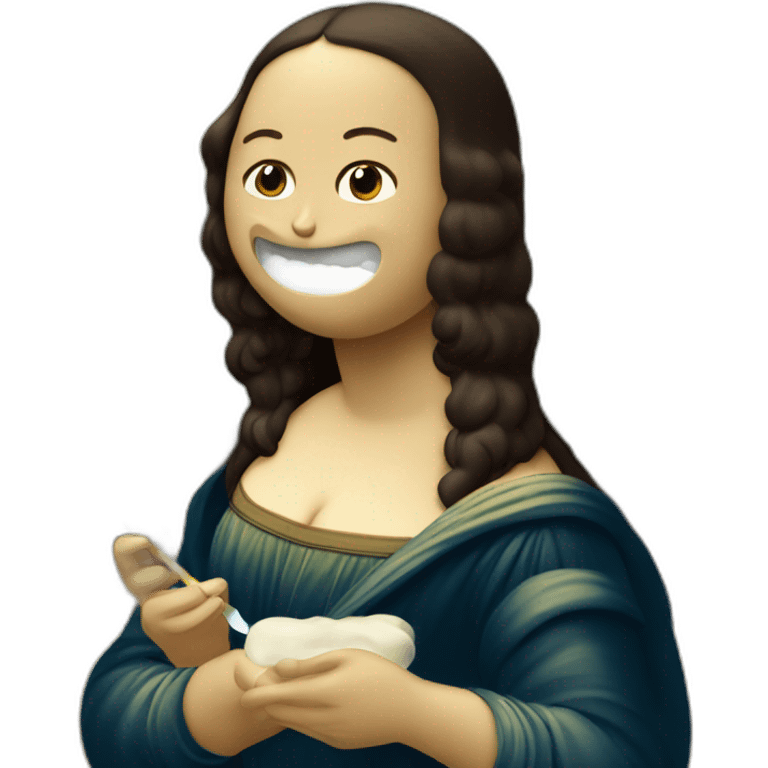 mona lisa brushing her teeth emoji