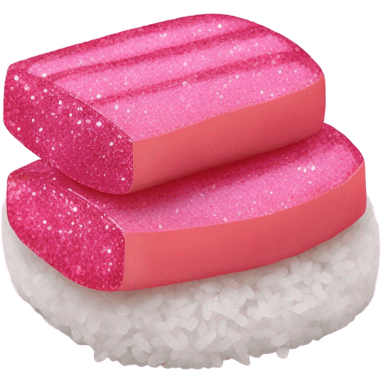 Pink sushi with rice and glitter emoji