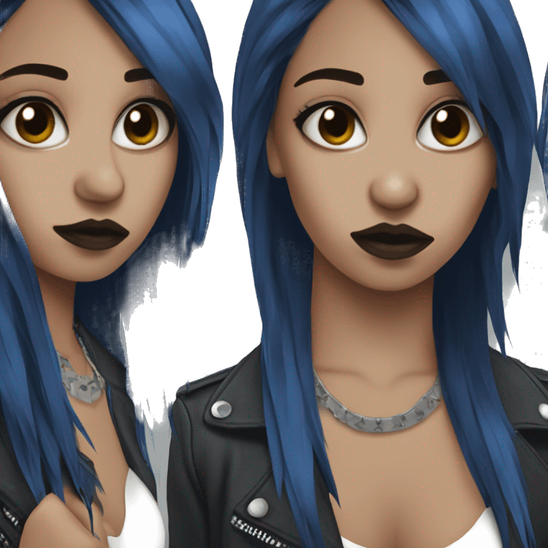 punk rock emo girl brown skin dark blue hair  emoji