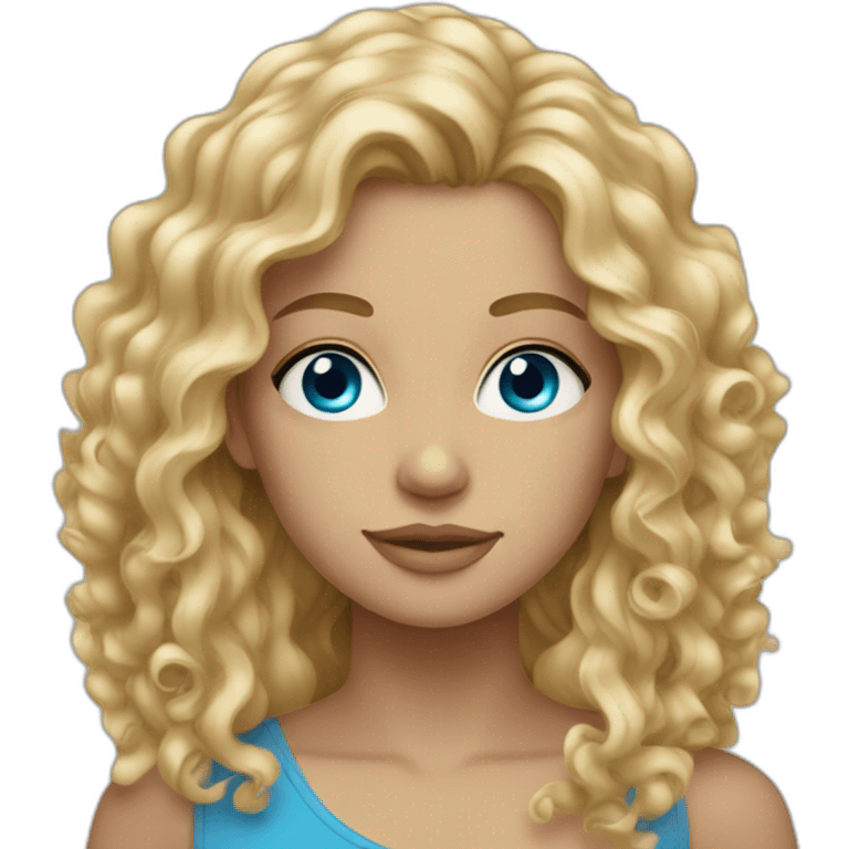 curly blonde long haired woman with blue eyes emoji