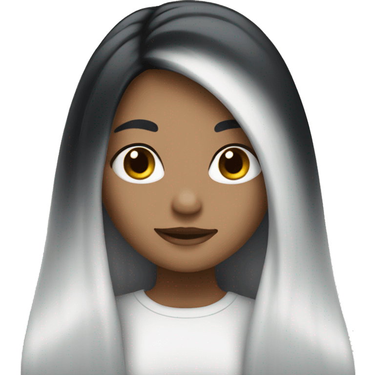 Girl with long black hair and white hair emoji