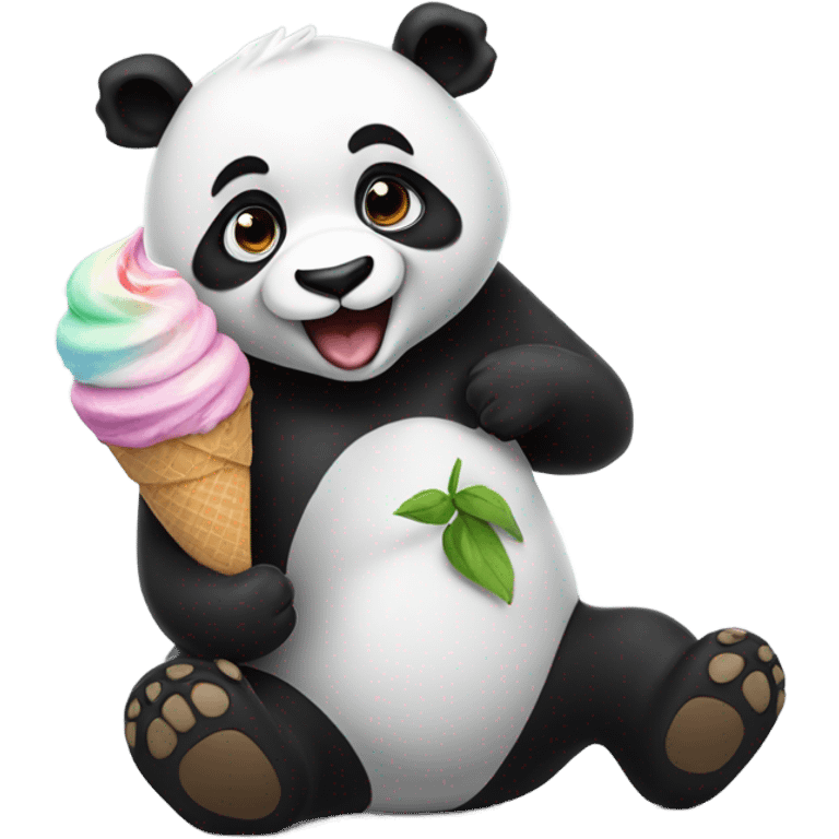 Panda eating ice cream emoji