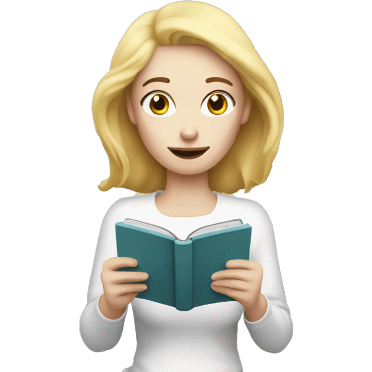 Pale woman reading kindle emoji