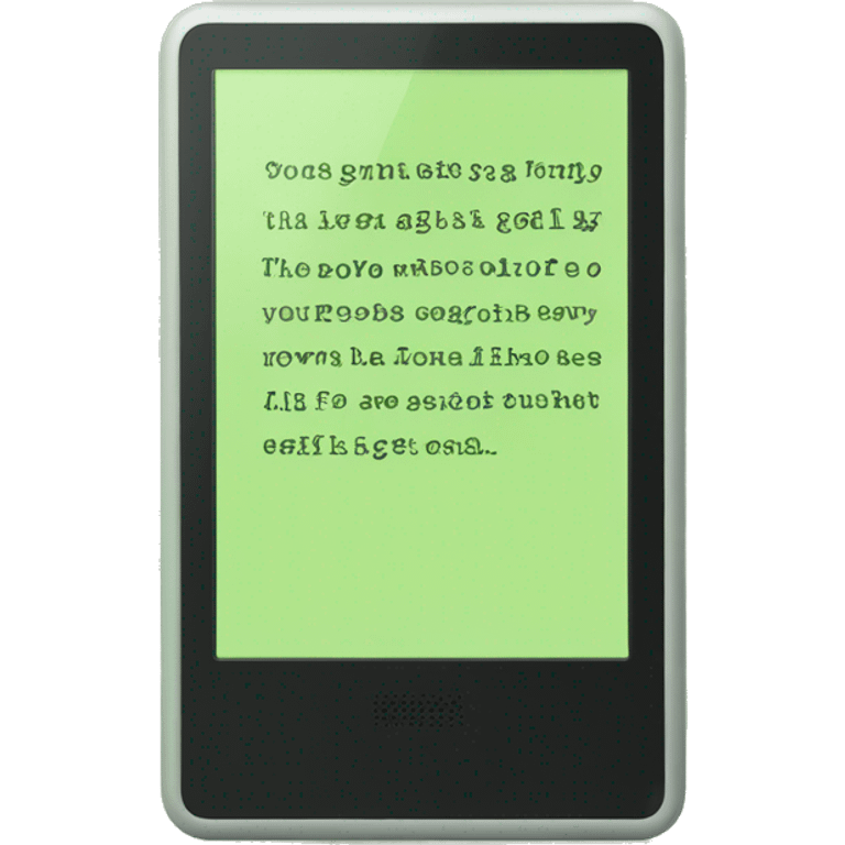 a matcha green kindle with text on the screen emoji