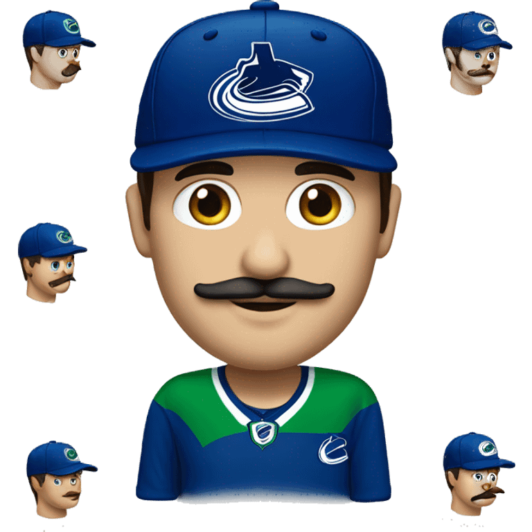 handsome brunette vancouver Canucks fan with moustache and cap emoji