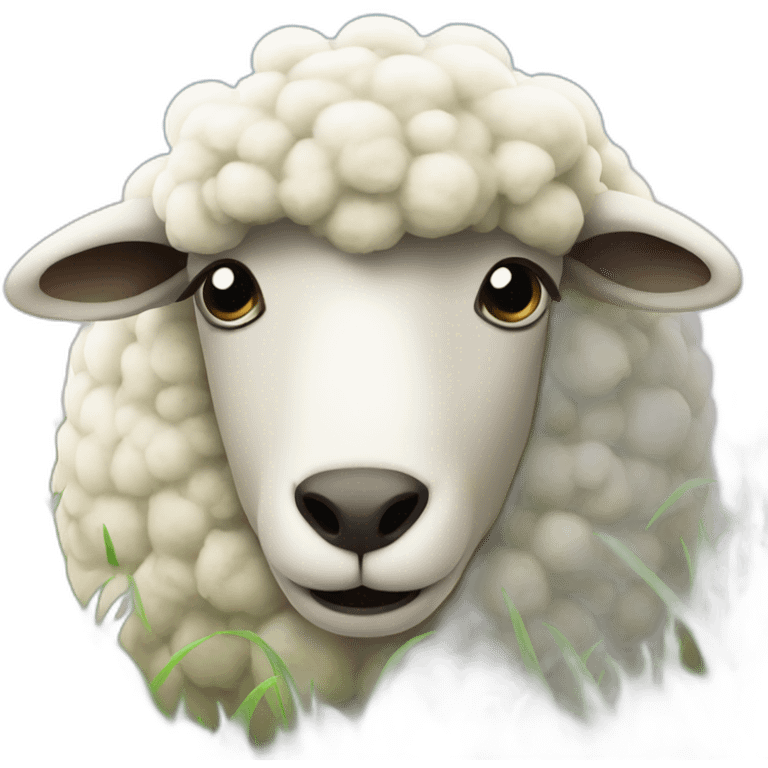 sheep with grass in mouth emoji