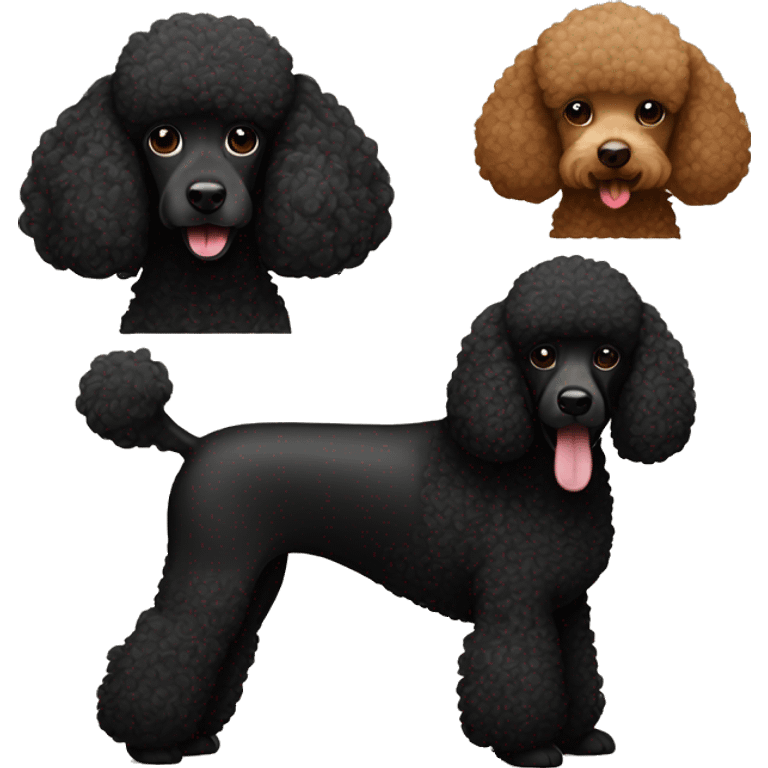 Brown poodle with black poodle emoji