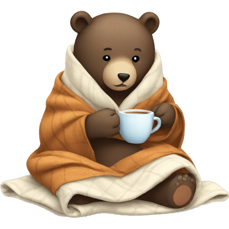 Cozy bear in a blanket drinking tea emoji