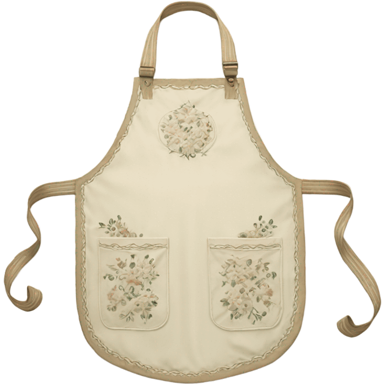 ivory apron with floral stitching and large pocket emoji