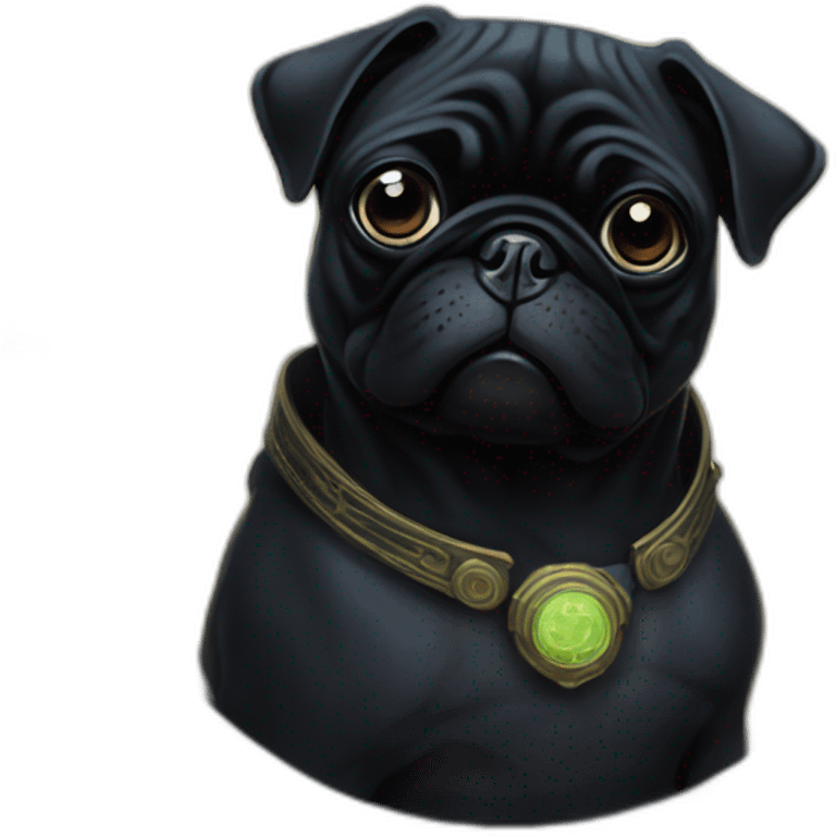 A cyberpunk black pug in Art Nouveau style during 1910 emoji