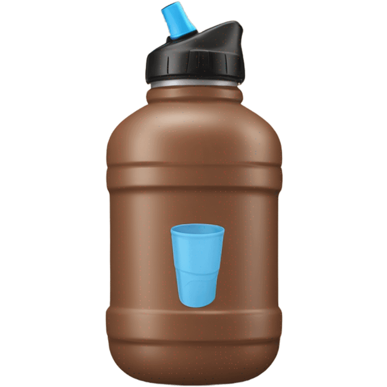 Brown water bottle with handle and straw emoji