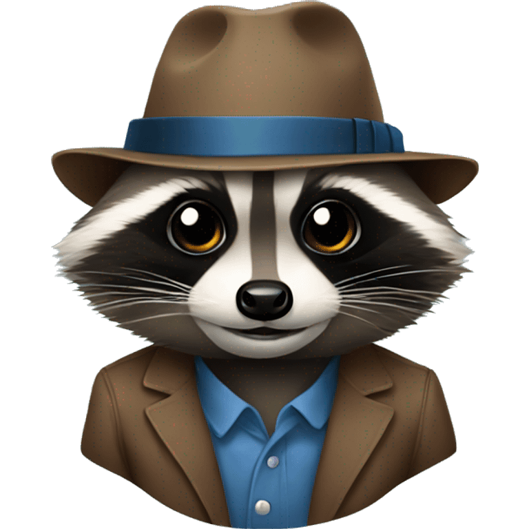 Raccoon with little fedora emoji