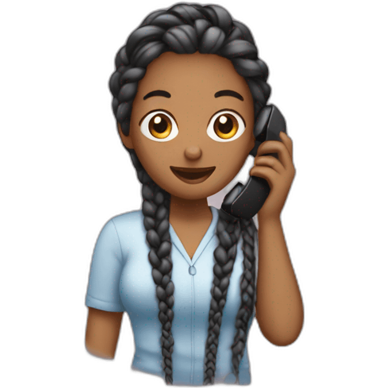 Braids woman on phone emoji