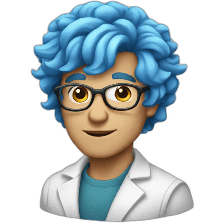 Blue haired, gigached, charizmatic, artistic scientist emoji